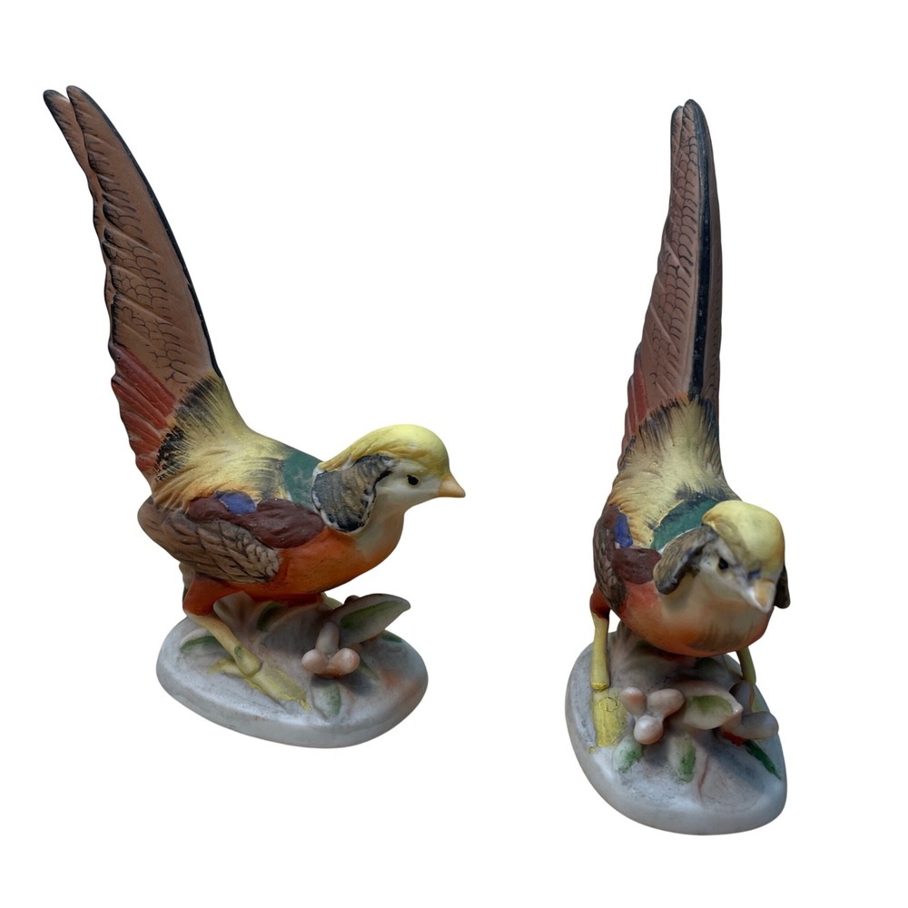 Vintage Napco Japan Golden Pheasant Porcelain Bird Figurine Pair B4115/S